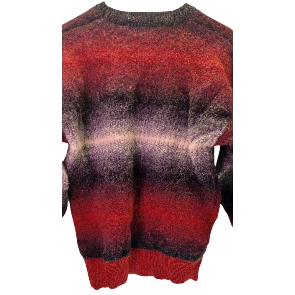 Retro 90s Grunge Men's Medium Fuzzy Wool Ombre Stripe Pullover Sweater Indie Y2K - Picture 4 of 6